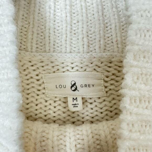 Lou & Grey M Ivory Popcorn Open Chunky Knit Winterweave Turtleneck Sweater - Picture 7 of 10